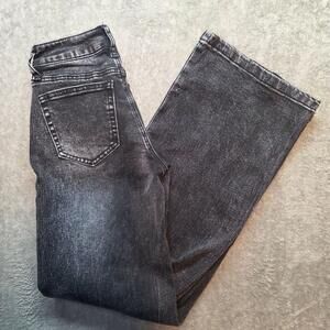 FIRE & RAIN Wide Leg Jeans Womens 00 Gray Charcoal Wash High Rise Stretch Denim